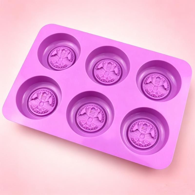 Candle Supplies For Business - Bees Print Round 6 Cavity Silicone