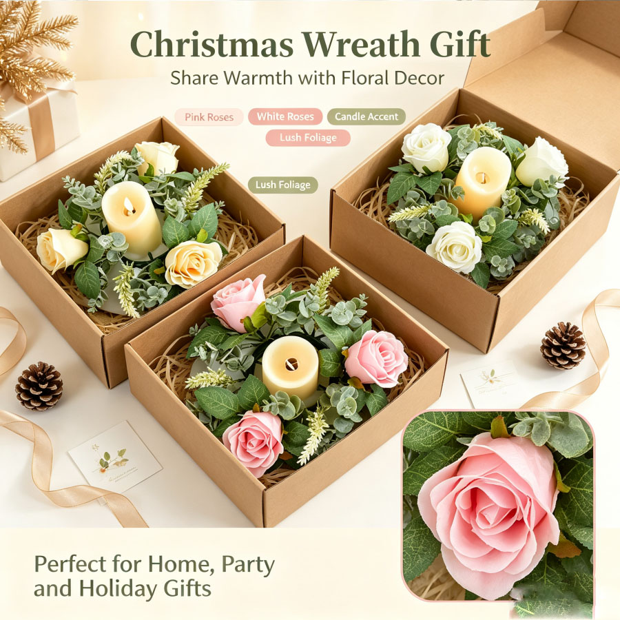 Artificial Rose Wreath Shaped  - Candle Quotes recension och pris